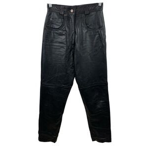 Vintage Neto Black Leather High Rise Pants Womens XS Tapered Jeans Retro 80s 90s